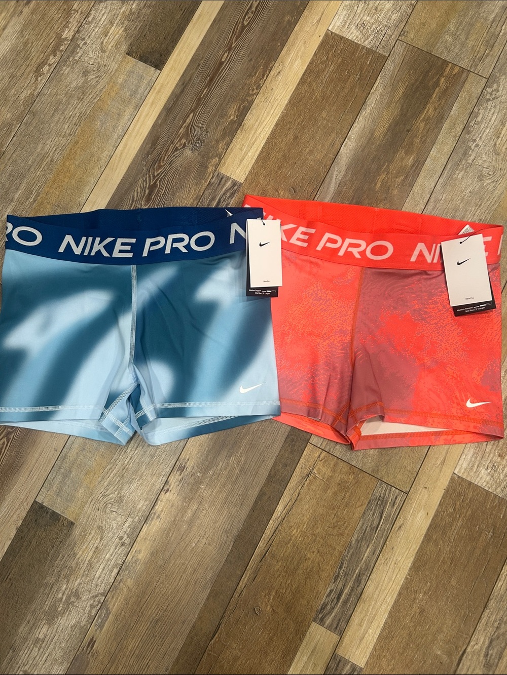 Nike Pro Training Shorts - Light Blue & Coral Red